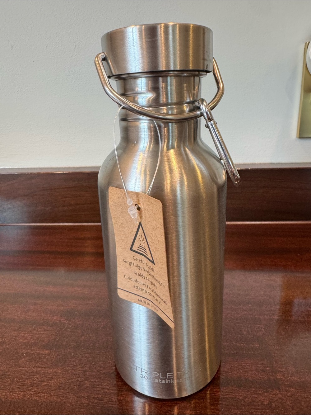 Insulated Stainless Steel Water Bottle - Silver Finish